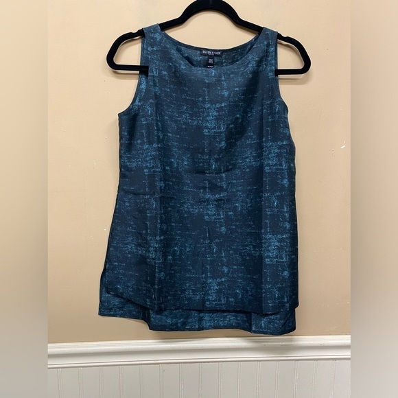 EILEEN FISHER 100% Silk Sleeveless Blouse Dark Blue Green Size PP - Picture 1 of 6